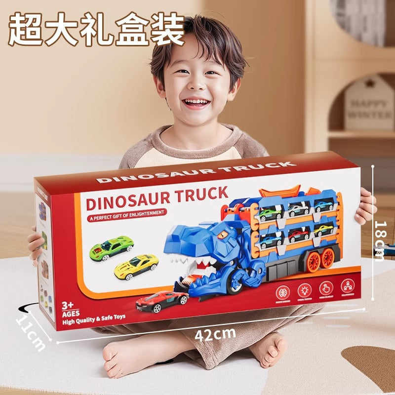 Cross-Border New Product Dinosaur Swallowing Car Folding Ejection Sliding Track Storage Alloy Car Children's Educational…