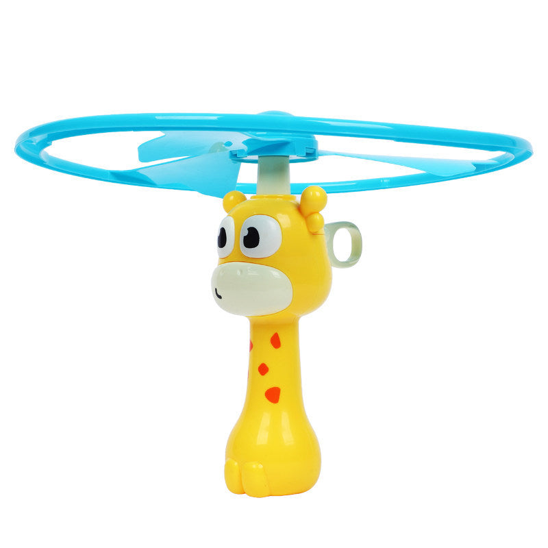 Pull-String Rotating Ufo Outdoor Toy, Giraffe Handle Rotating Ufo, Hand-Pulled Glowing Flying Disc Children's Toy - image 5