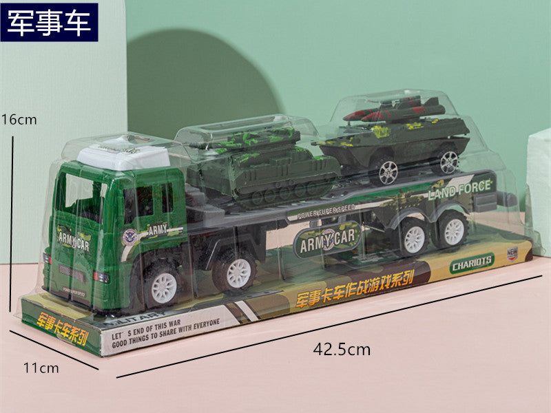 Large inertia trailer double-deck trailer inertia engineering car boy toy car stall children's toys wholesale - Large…