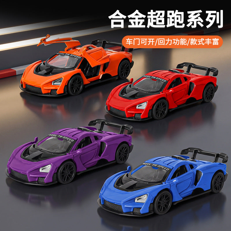 Alloy car model toy for boys and children, pull-back simulation double-door sports car, mini racing car, CE certified