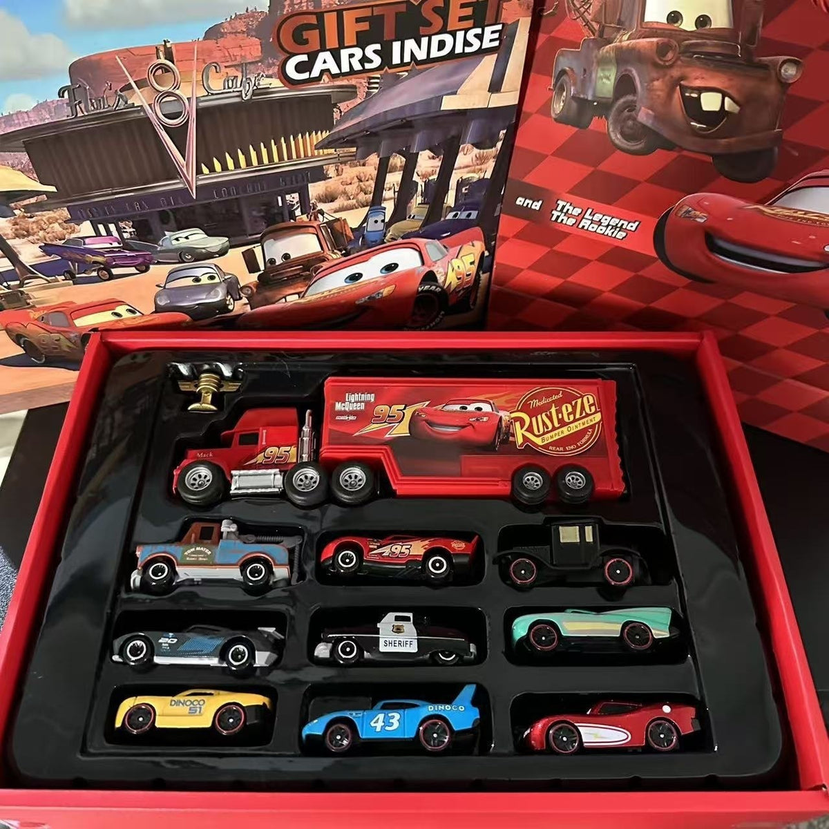Cross-border exquisite set of alloy Thomas & Friends mini alloy pull-back inertia toy cars wholesale - 【9辆汽车+1辆货柜车可驾驶】总动员大礼盒