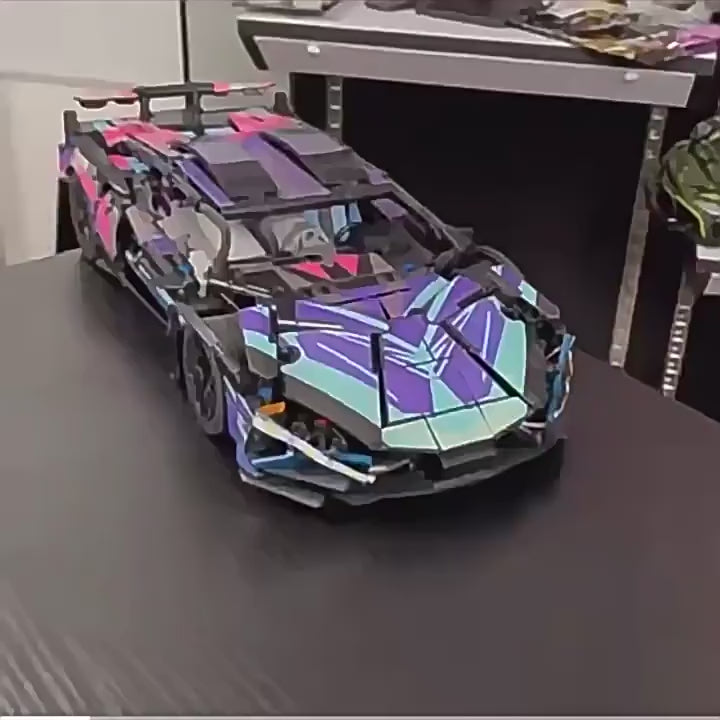 Cross-Border New Product Cyberpunk Building Block Ornaments 911 Lamborghini Space-Themed Sports Car Children's Toy Car Model video 1