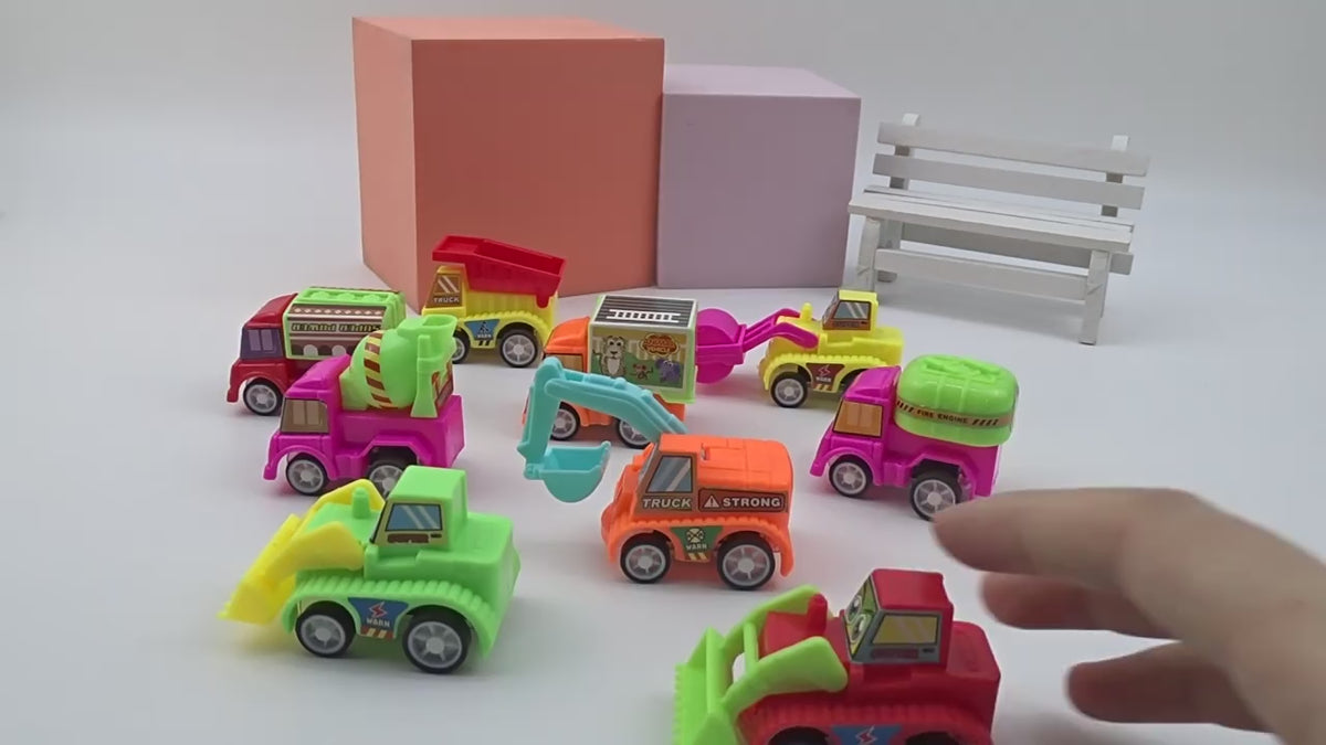 Children's Pull-Back Car Cartoon Engineering Vehicle Kindergarten Boy Small Gift Candy Toy Cross-Border Factory Direct Supply video 1