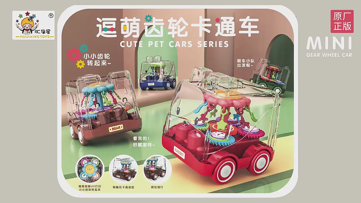 Shake the sound of children's toys cartoon inertia transparent gear fall-resistant bus toy car police car wholesale stall car video 1