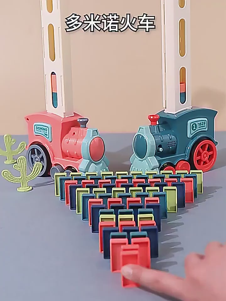 Cross-border dominoes small train automatic investment brand new Internet celebrity fun investment brand electric toy wholesale gift video 2