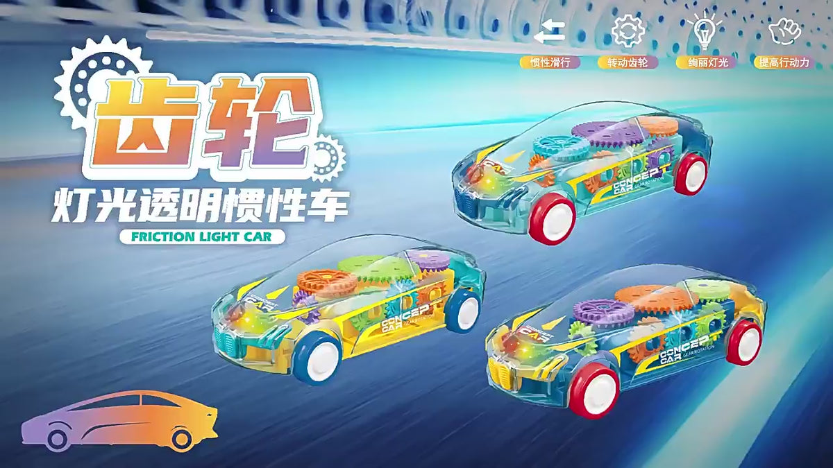 Children's Car Toys Inertia Drop Resistant Transparent Gear Light Toys Car Model Night Market Stall Wholesale Gifts video 1