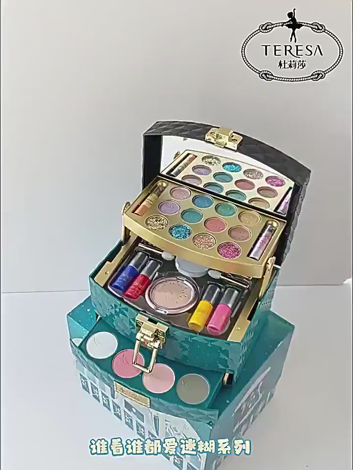 Du Lisha Children's Cosmetics suit Girl Stage Makeup Special Makeup Box Toy Girl's Lipstick Birthday Gift video 1