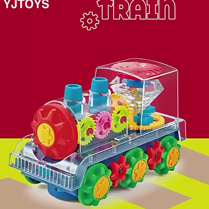 Electric Universal Transparent Gear Toy Car with Music and Lights, Small Train for Children and Boys, Wholesale Night Market Factory Stall video 1
