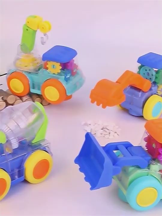 New Electric Universal transparent gear mixer crane mining engineering car light music cartoon children's toys video 1