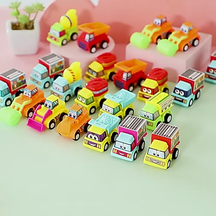 Children's Pull-Back Car Fire Truck Engineering Vehicle Mini Car Model Little Boy Car Excavator Toy Gift video 1