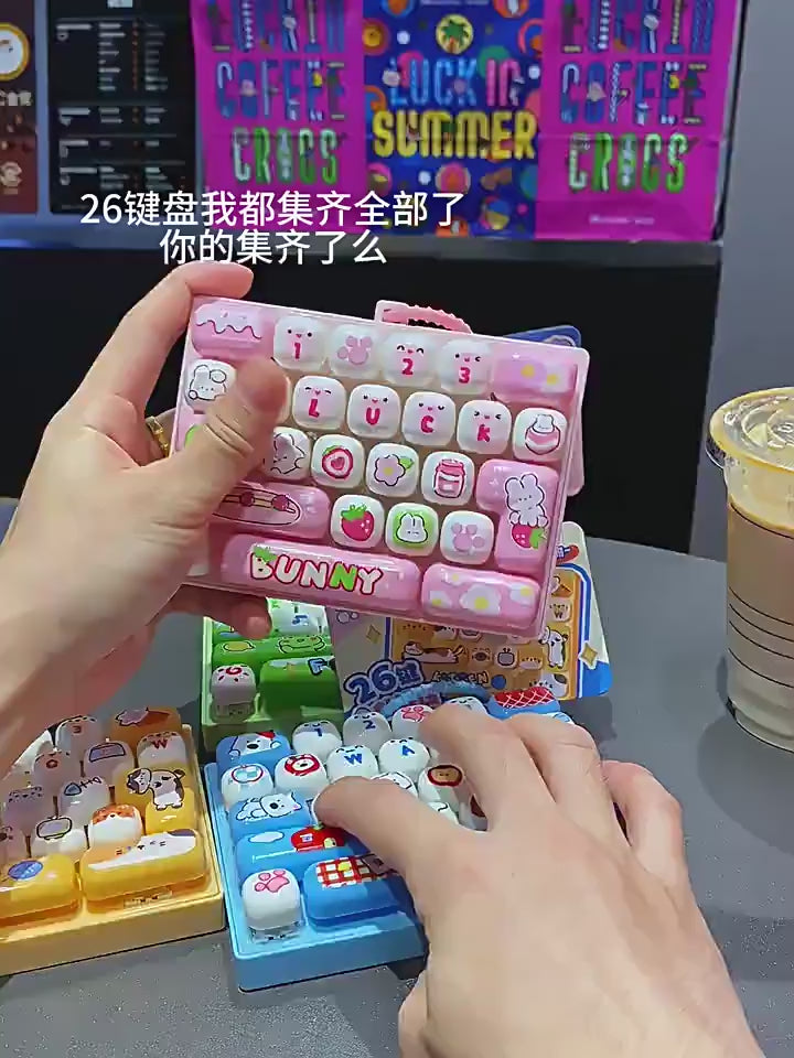 Cross-border 26-key stress-relief keyboard press toy, creative keychain pendant, stress-relief gadget, large-sized press toy wholesale video 1