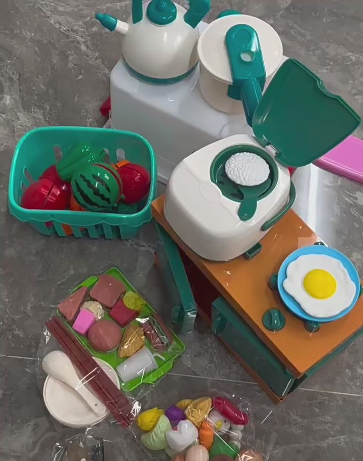 Play house children's kitchen toys for boys and girls baby simulation cooking mini kitchenware educational birthday gift video 1