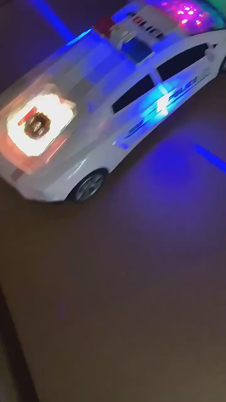 Electric Door Opening Police Car 360 Rotating Car Toy Artificial Police Car Model 110 Automatic Running Stall Wholesale video 1