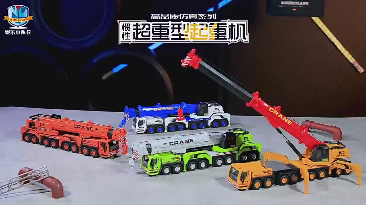 Cross-border oversized crane retractable long boom boy engineering vehicle model adjustable crane crane toy video 1