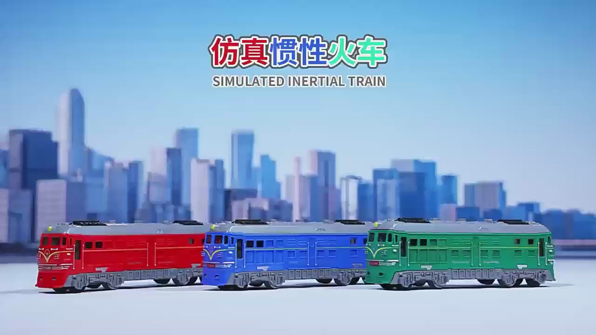 Children's Inertia Green Leather Train Retro Train Toy Boy Model Railway Train Double Head Simulation Toy Car video 1