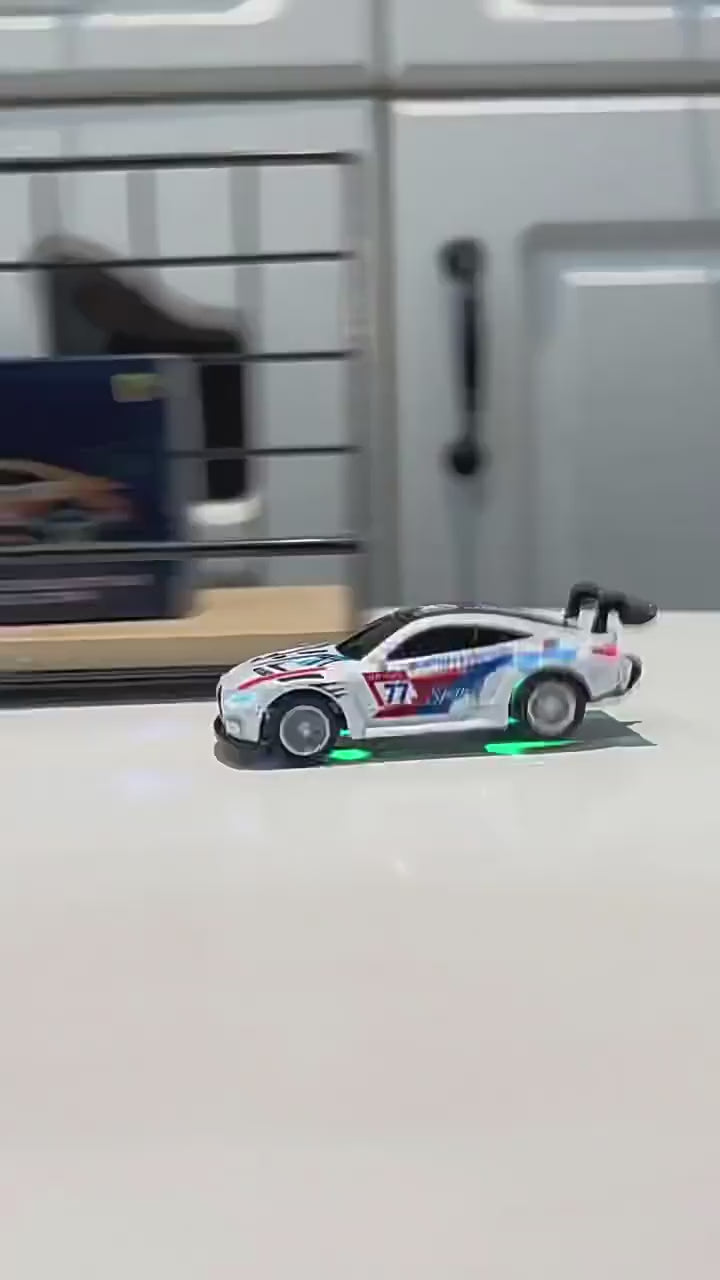 New 1:64 Mini High-Precision Alloy Dual-Mode Wireless Bluetooth Desktop Remote Control Car with Light and Adjustable Speed Wholesale for Men video 2